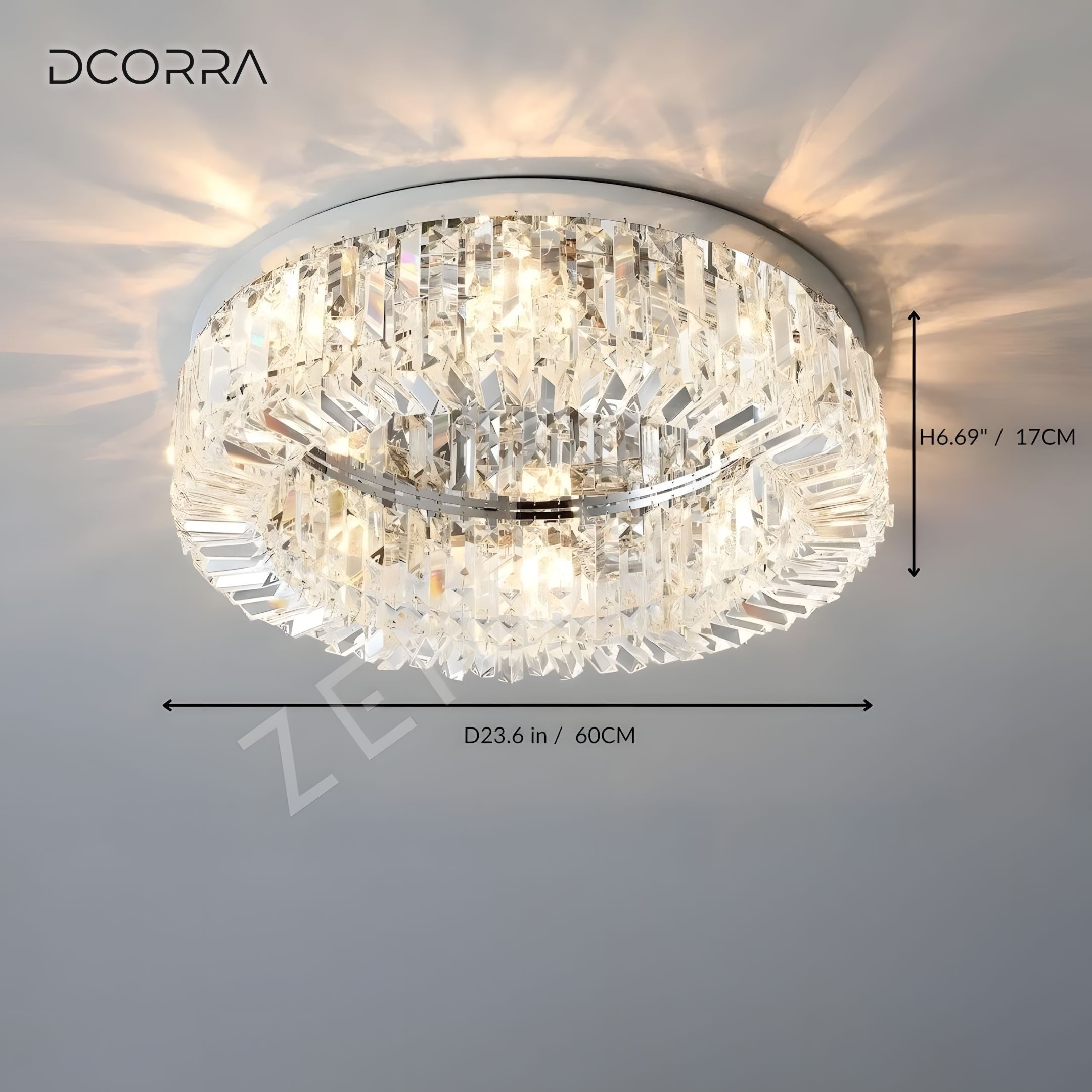 Flush Mount Crystal Ring Chandelier - Gold or Silver - D23.6" / 60CM / Gold
