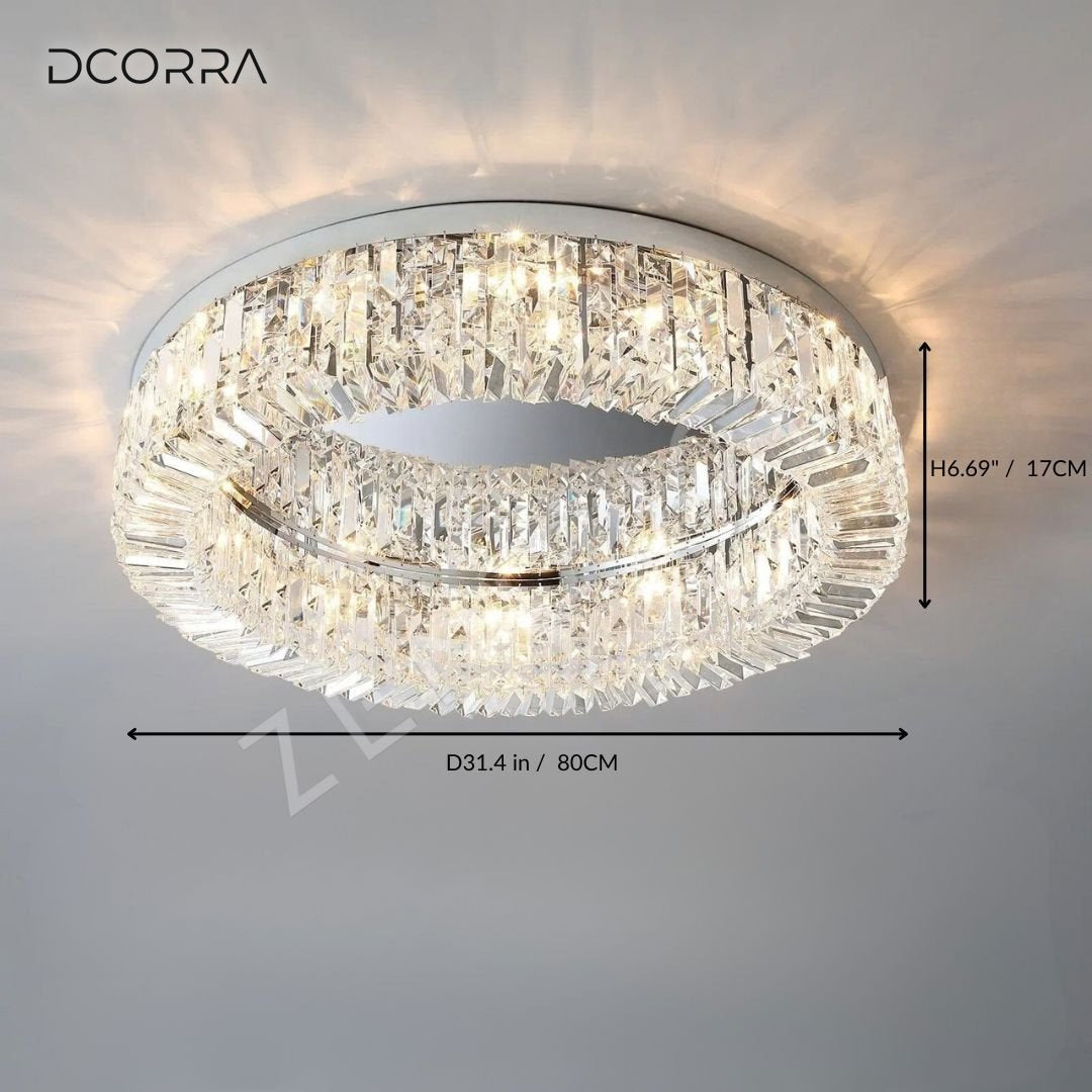 Flush Mount Crystal Ring Chandelier - Gold or Silver - D31.4" / 80CM / Silver