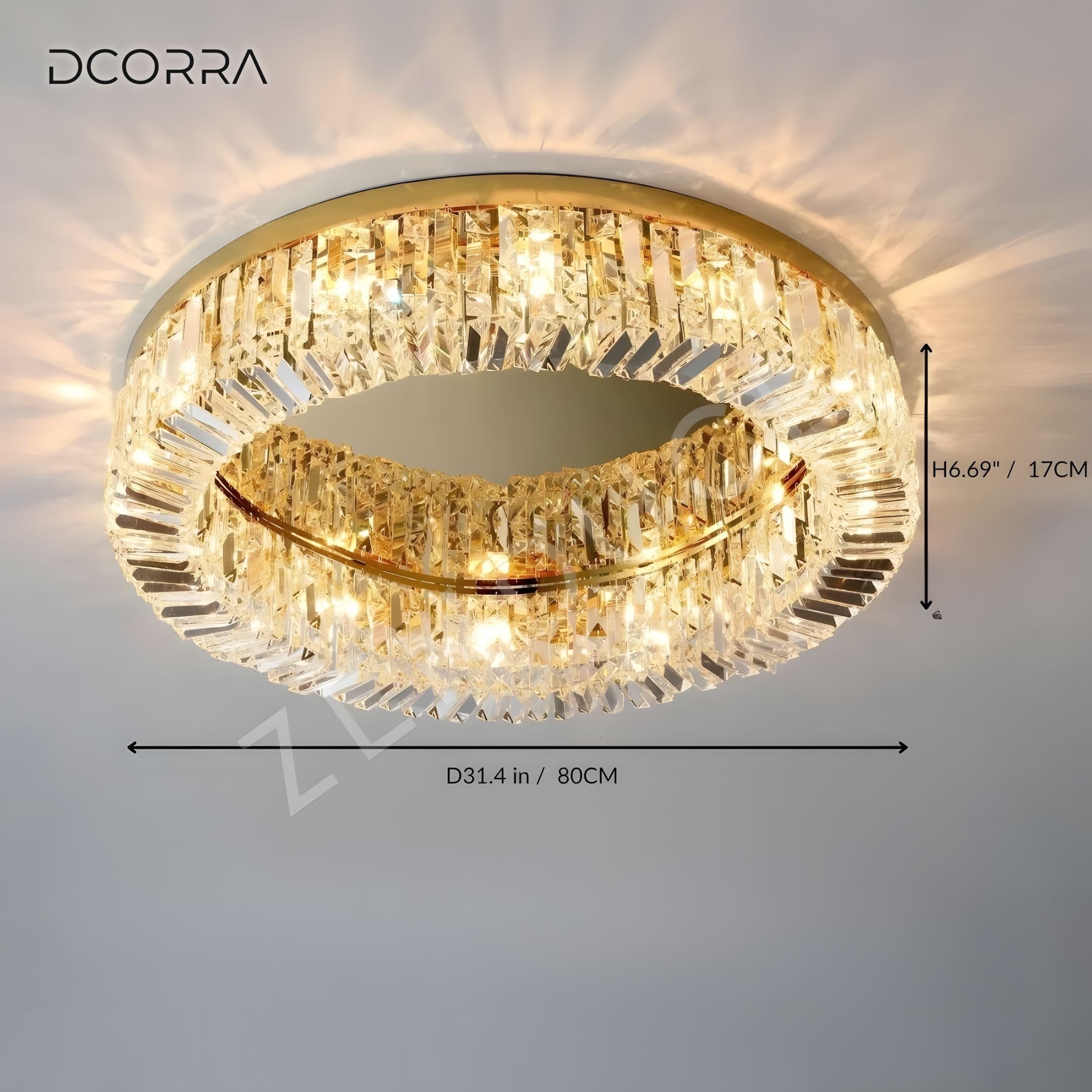 Flush Mount Crystal Ring Chandelier - Gold or Silver - D23.6" / 60CM / Silver
