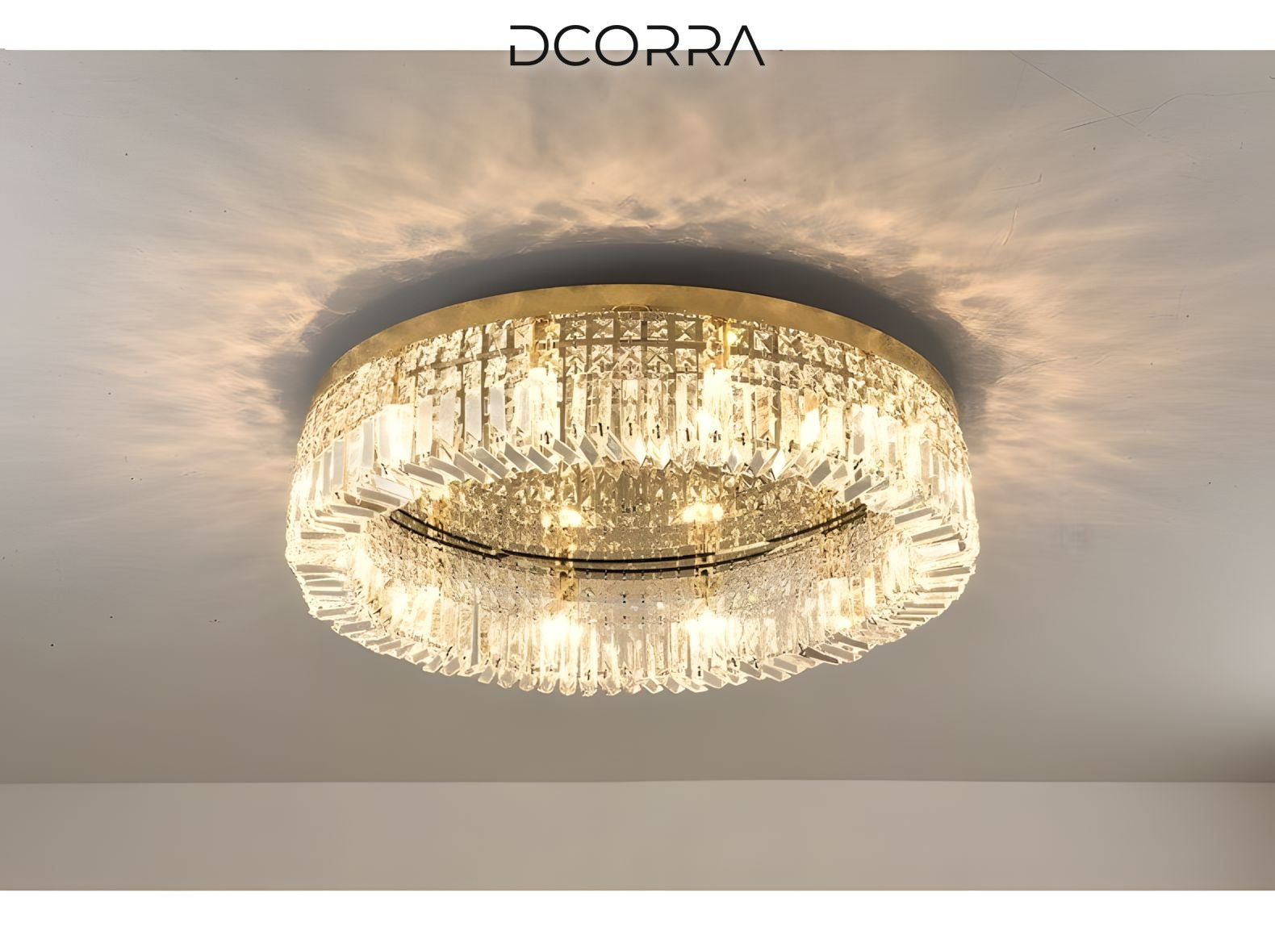 Flush Mount Crystal Ring Chandelier - Gold or Silver - view 14