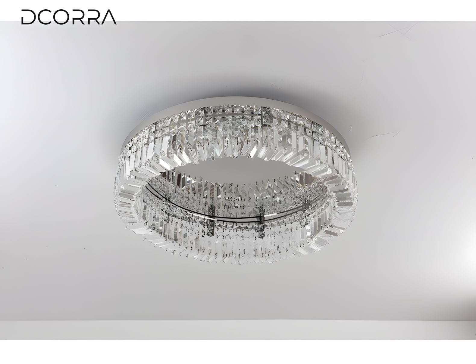Flush Mount Crystal Ring Chandelier - Gold or Silver - view 15