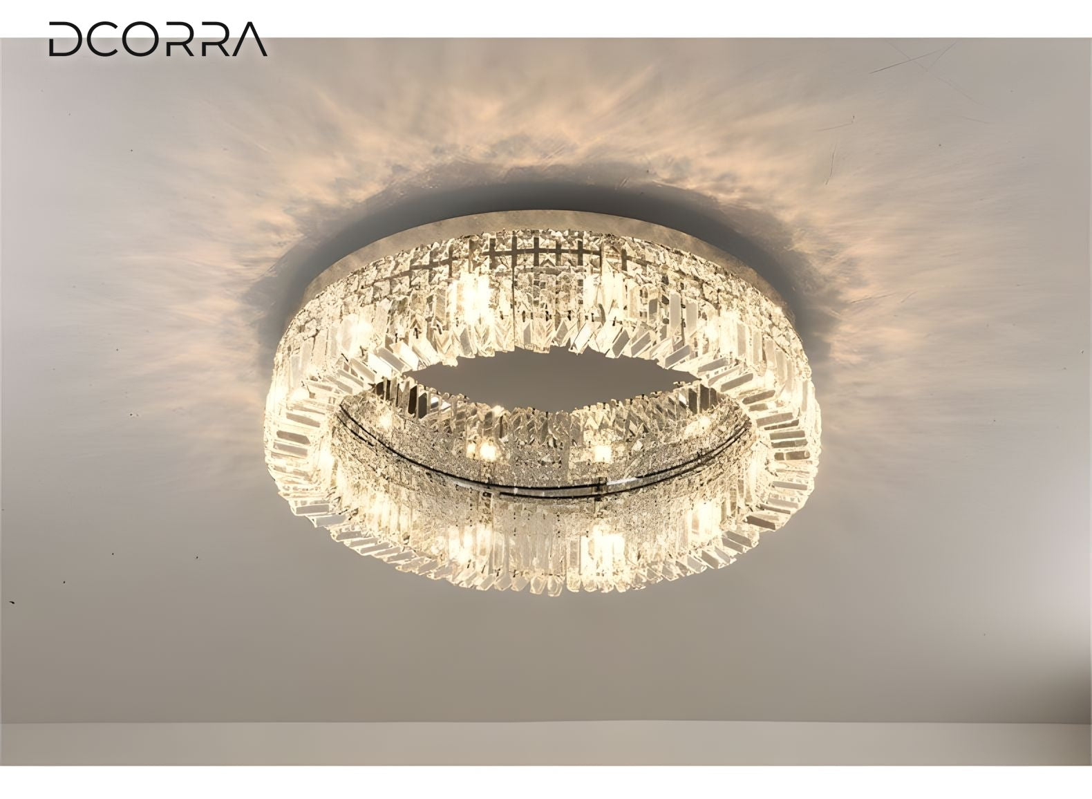 Flush Mount Crystal Ring Chandelier - Gold or Silver - view 18