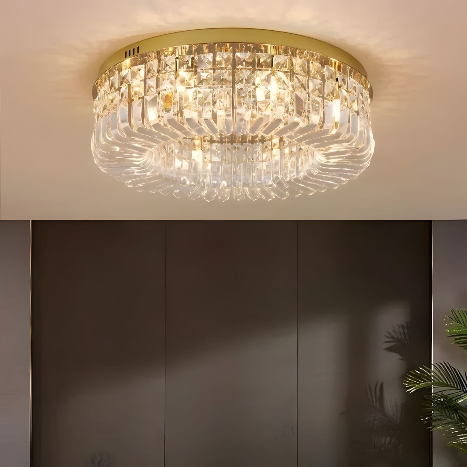 Flush Mount Crystal Ring Chandelier - Gold or Silver - view 5