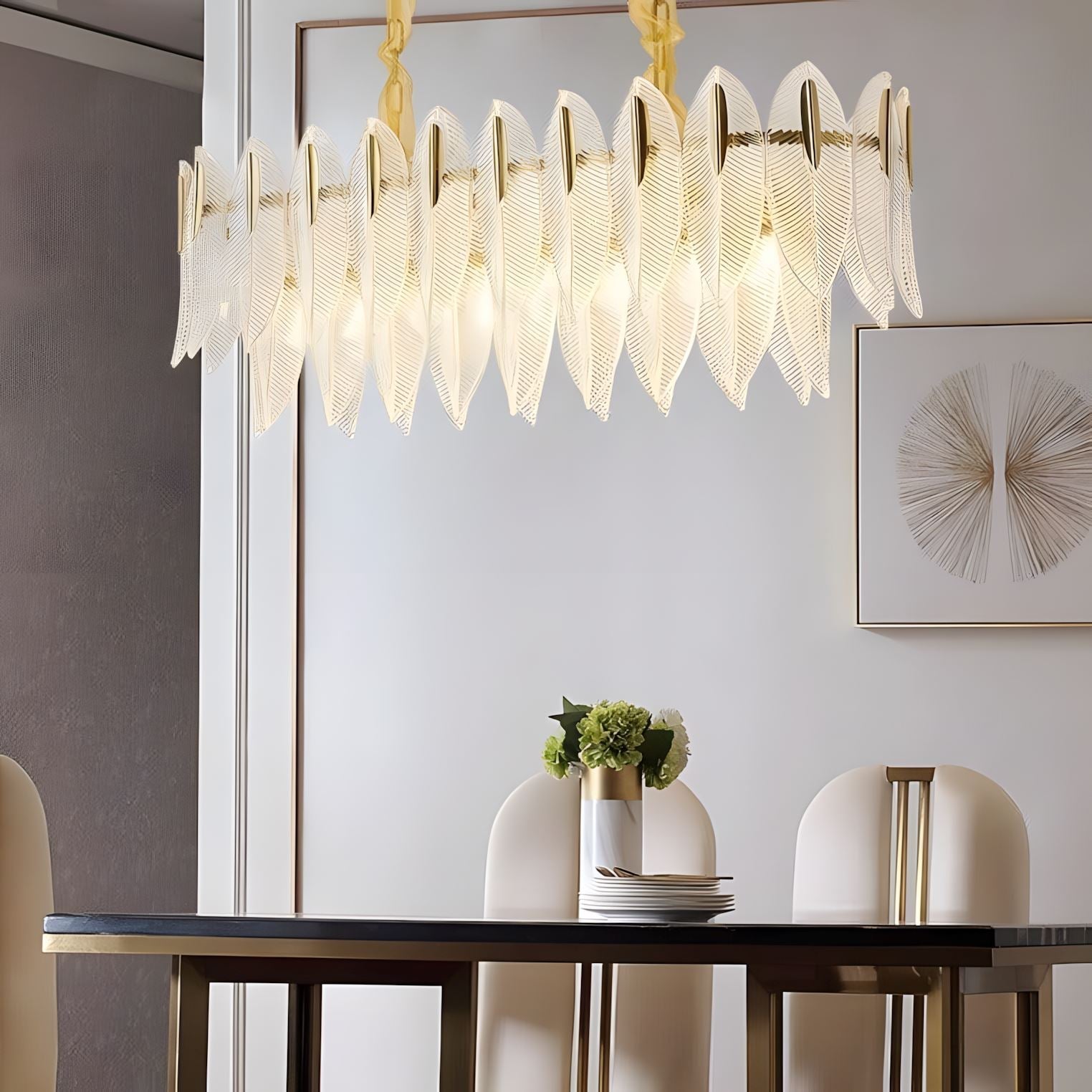 Frosted Glass Feather Chandelier - view 10