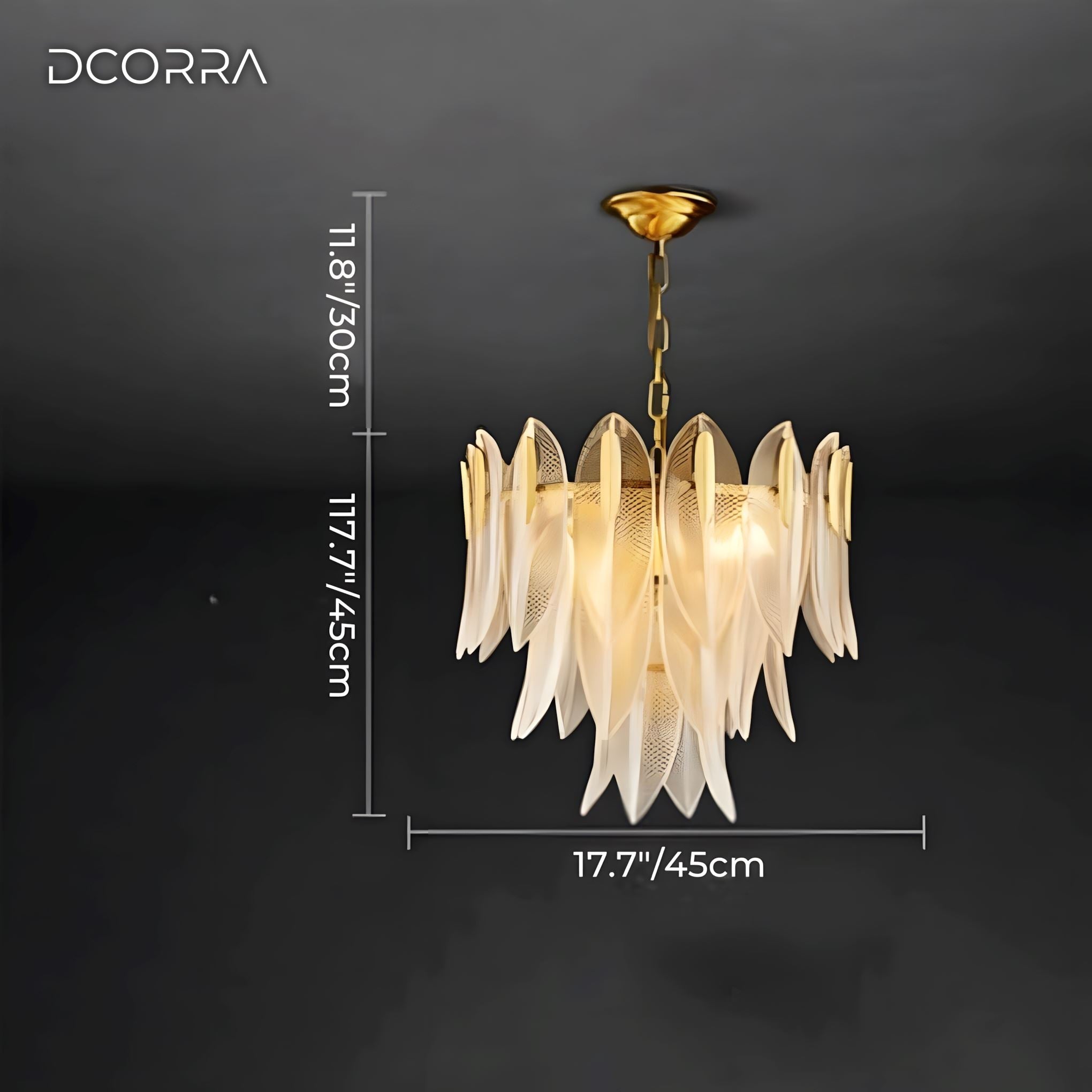 Frosted Glass Feather Chandelier - Medium