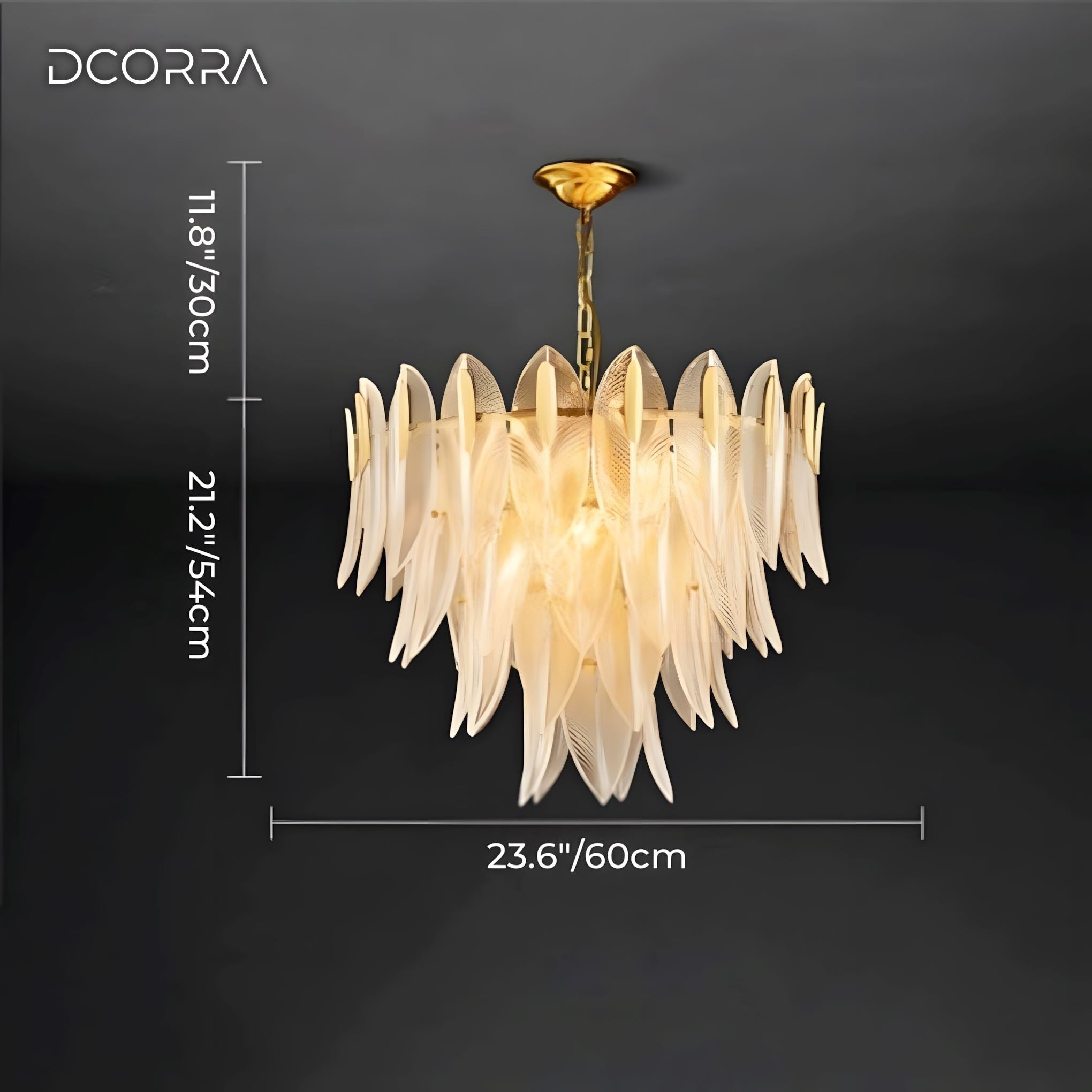 Frosted Glass Feather Chandelier - Large