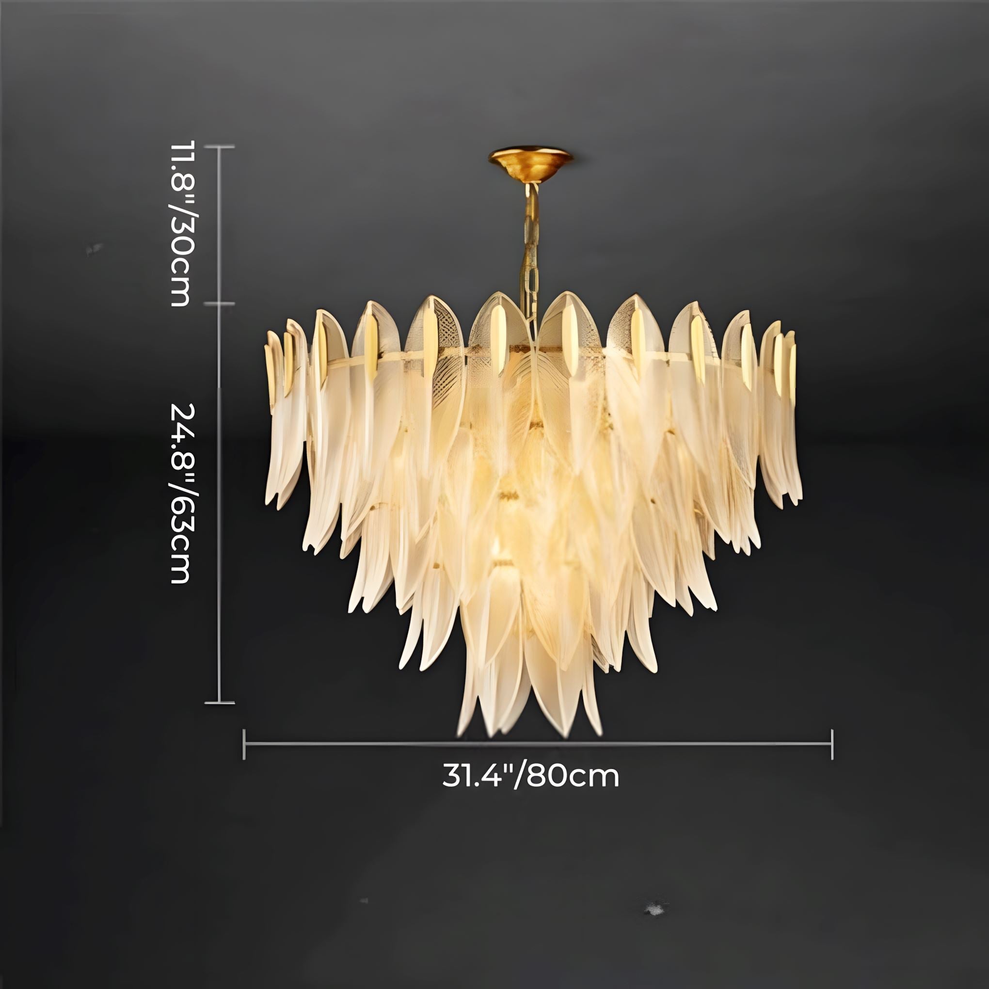 Frosted Glass Feather Chandelier - X-Large
