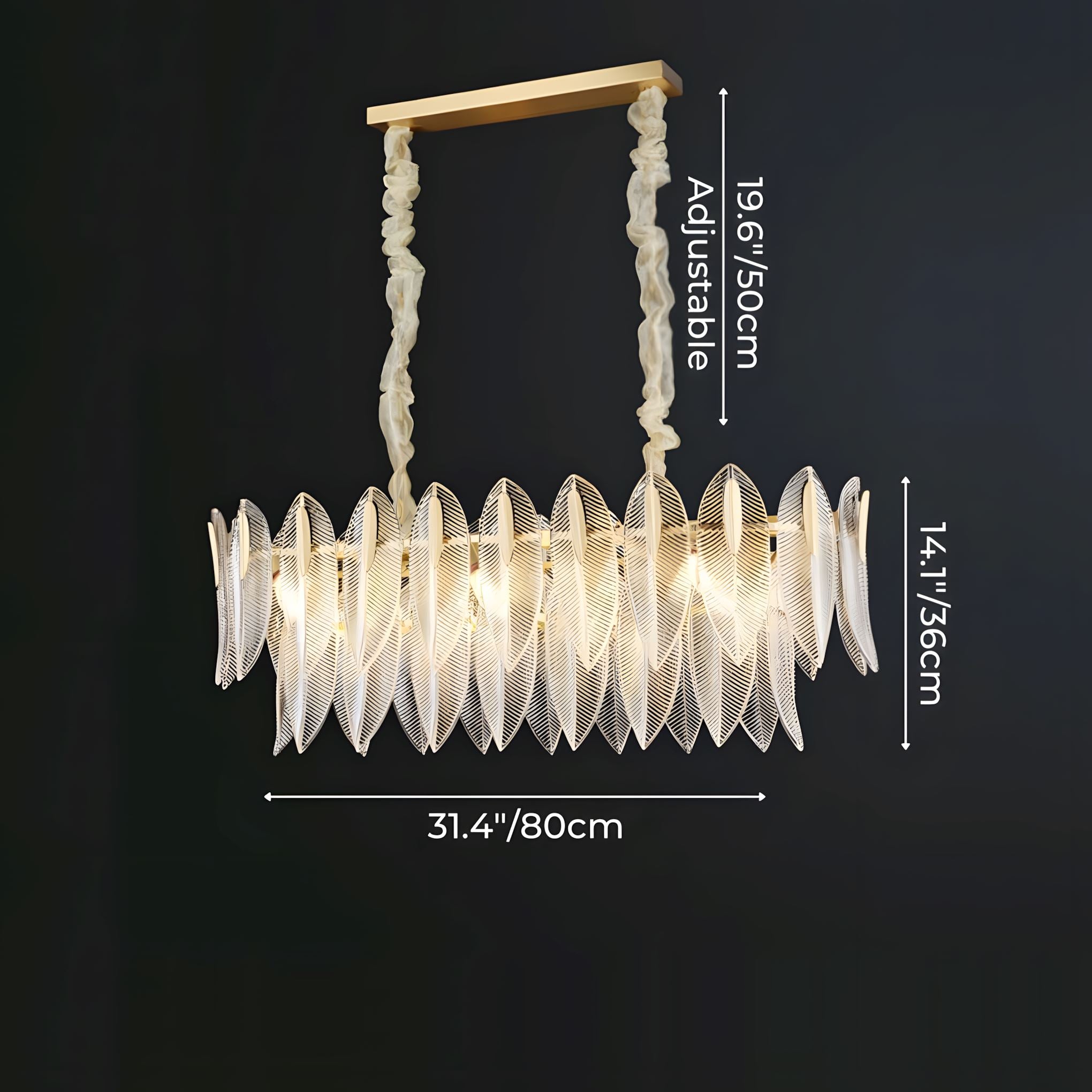 Frosted Glass Feather Chandelier - Dining