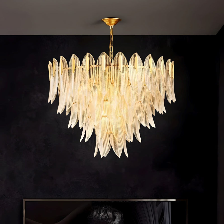 Frosted Glass Feather Chandelier