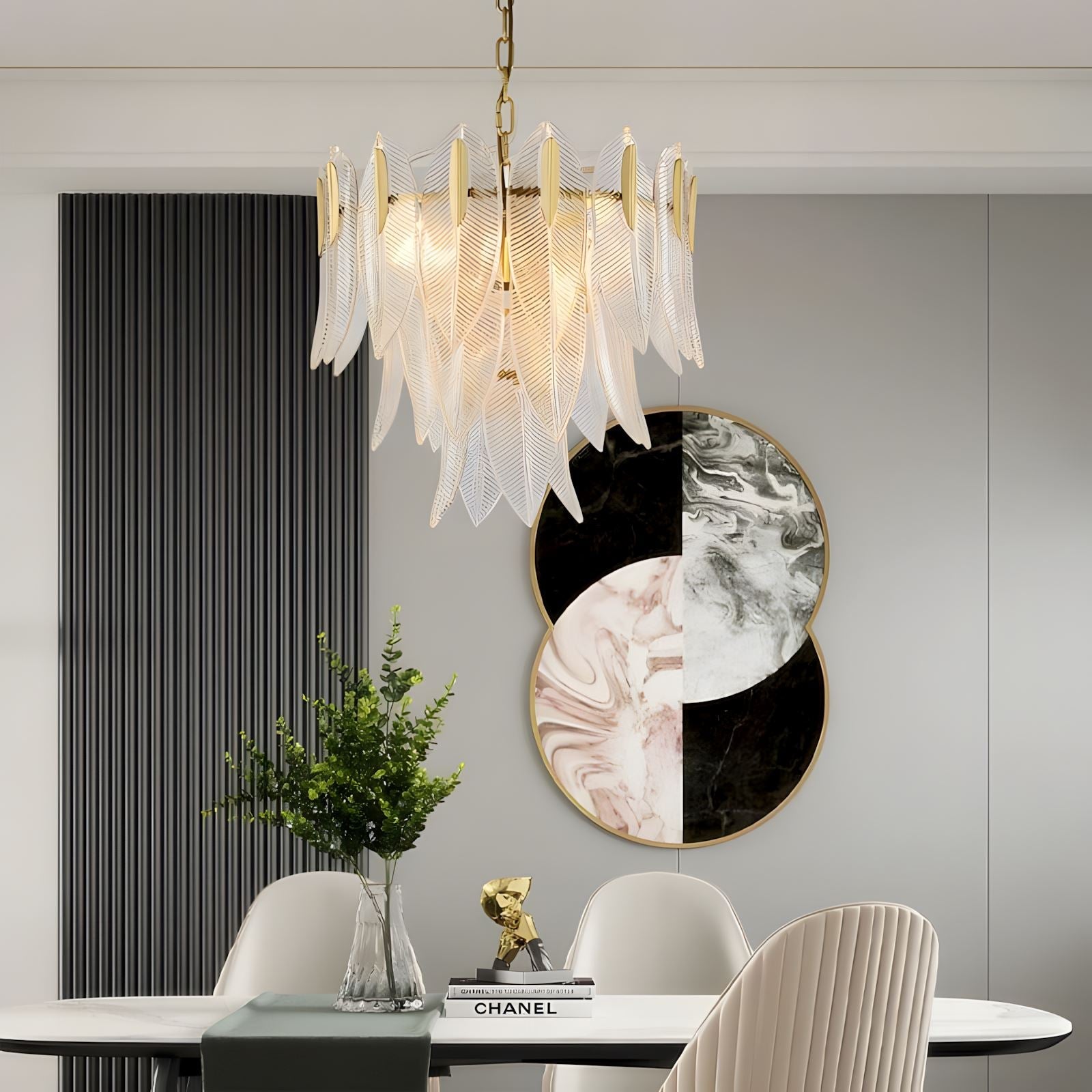 Frosted Glass Feather Chandelier - view 4