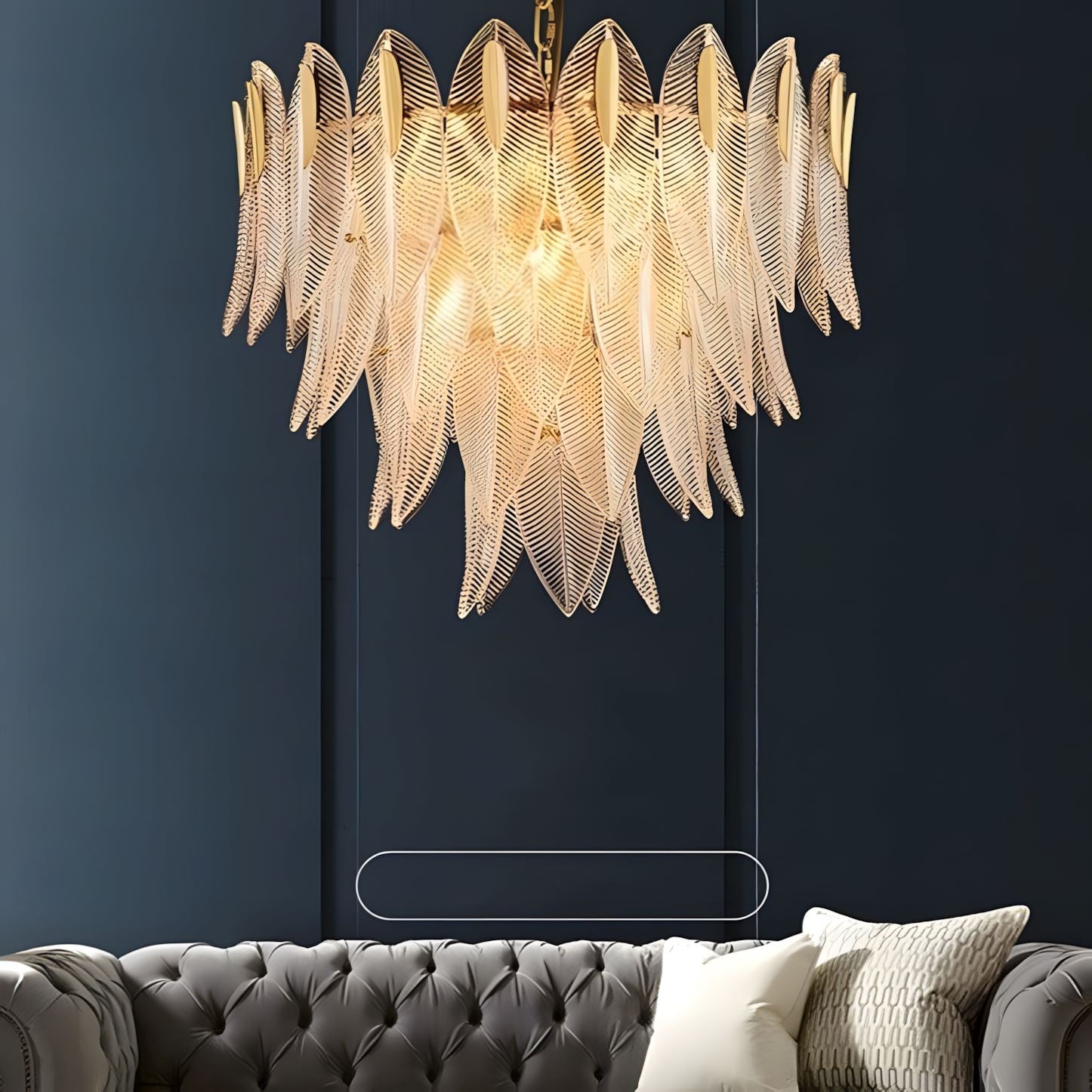 Frosted Glass Feather Chandelier - view 8