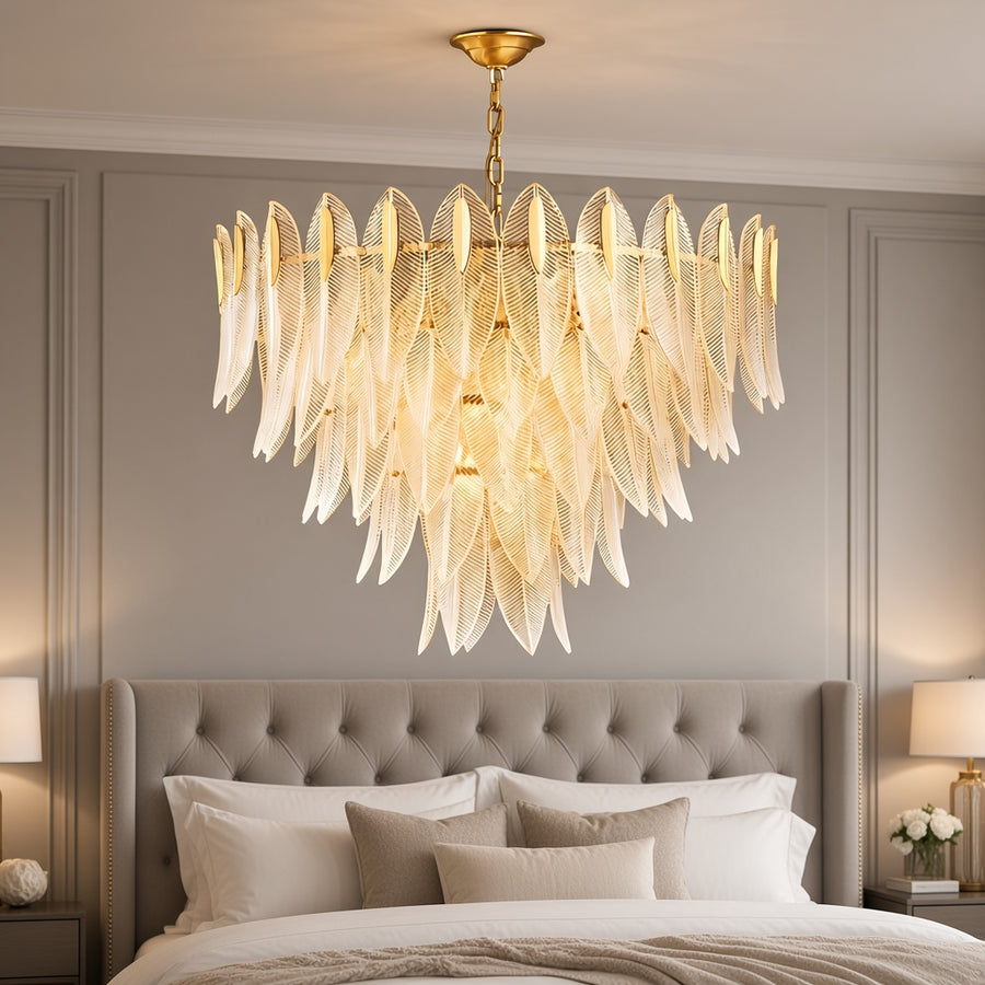 Frosted Glass Feather Chandelier