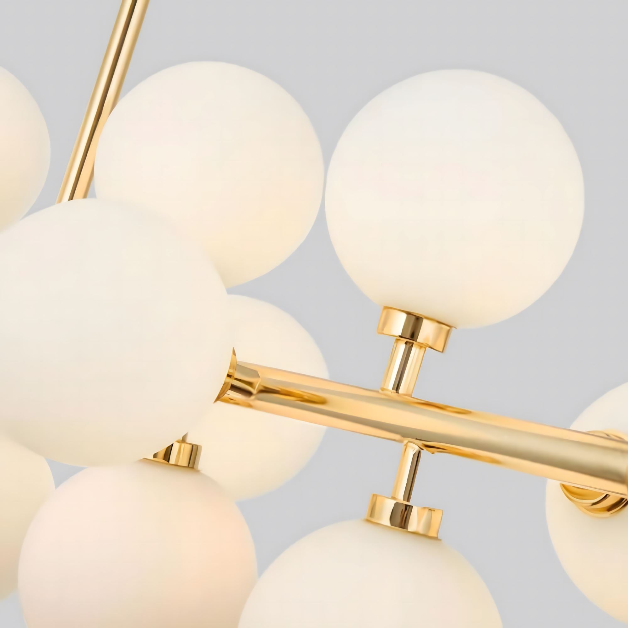 Frosted Glass Globe 16-Light Linear Flush Chandelier