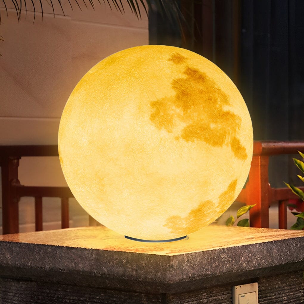 Full Moon Globe Pillar Light - Solar