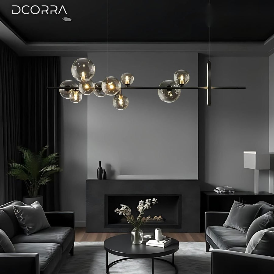 Glass Ball Ring LED Chandelier in a living room