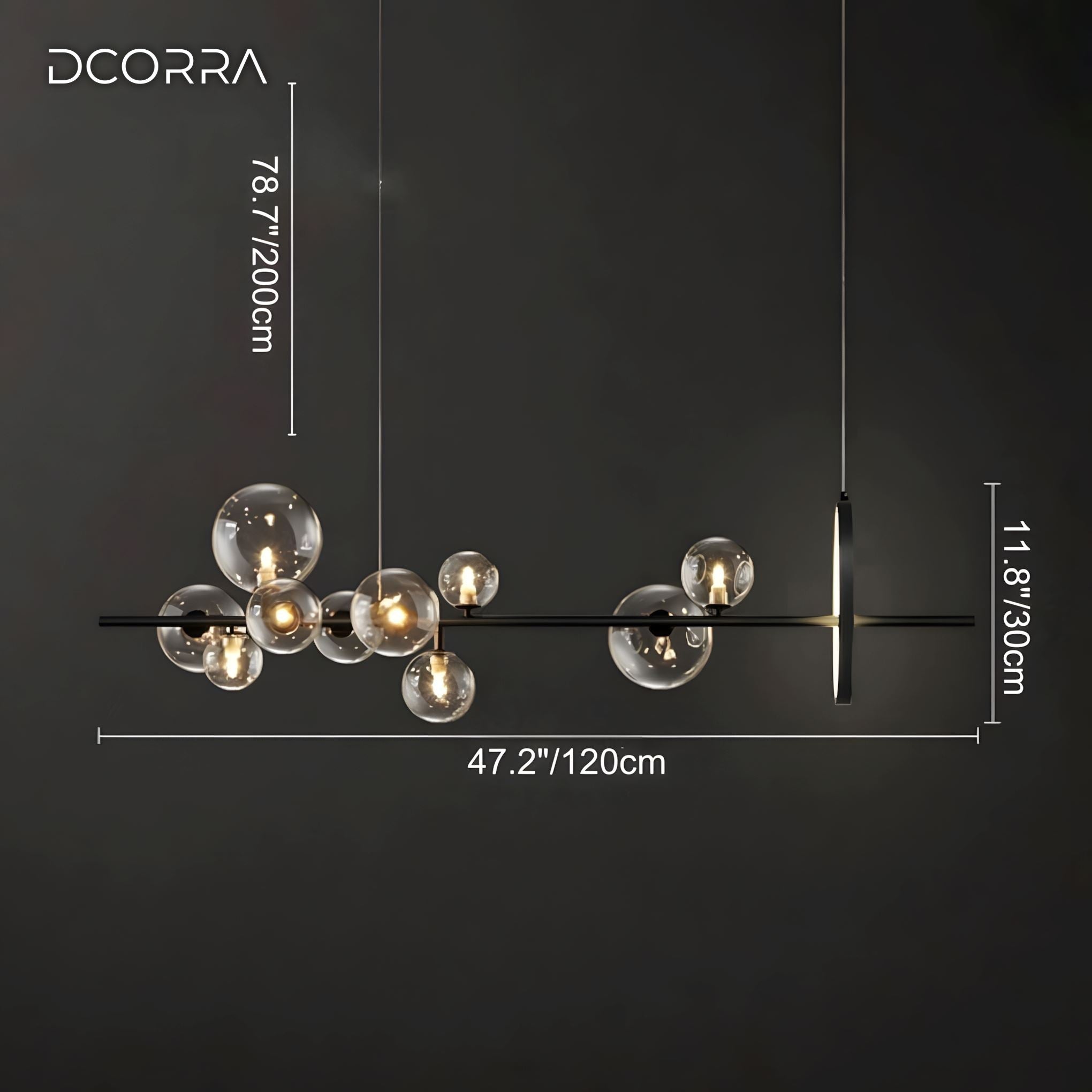 Glass Ball Ring LED Chandelier - 47.2" - 10 Heads