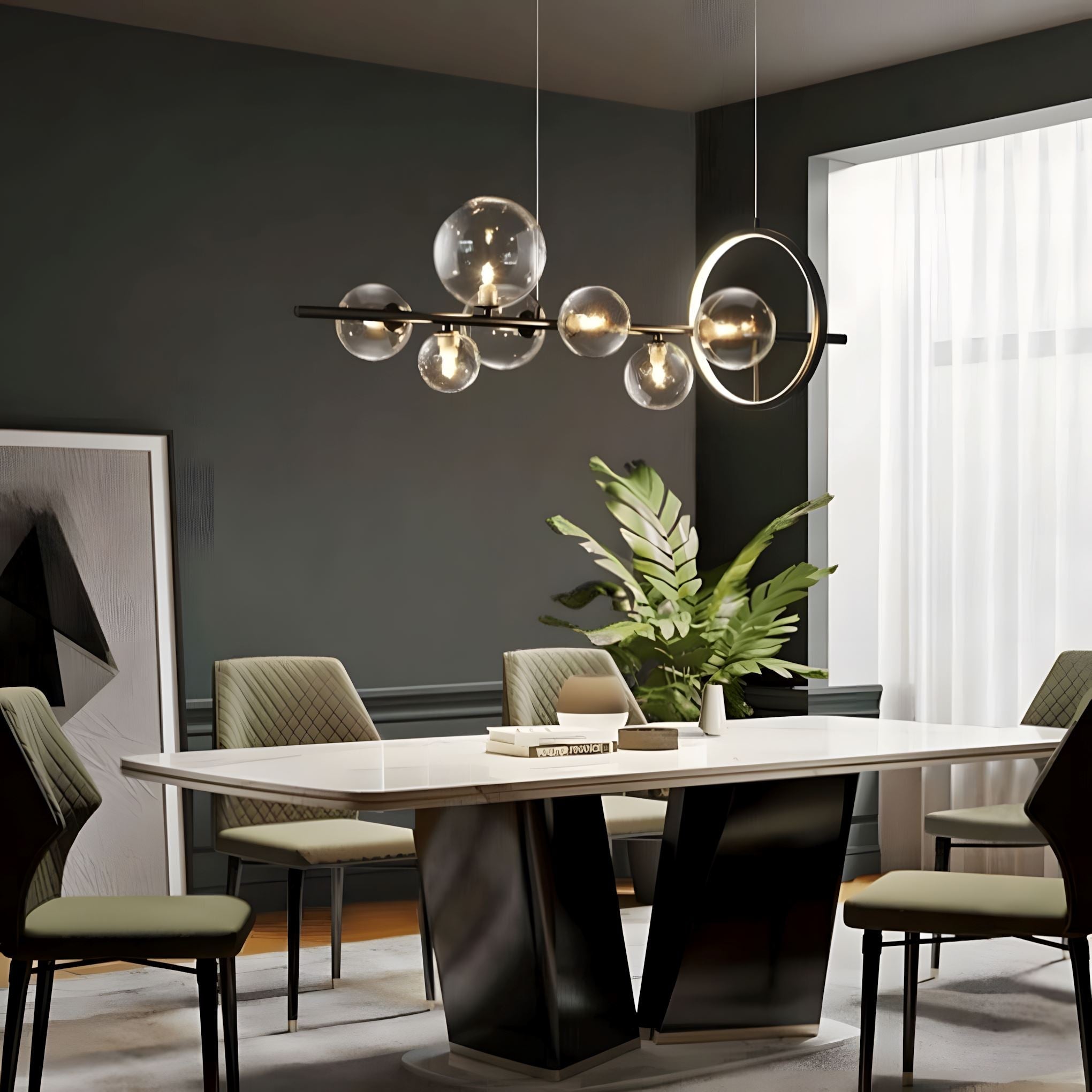Glass Ball Ring LED Chandelier - view 9