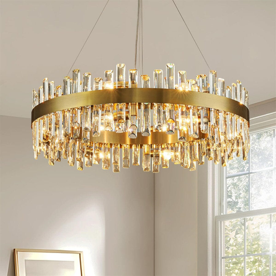 Glass Column Crystal Chandelier