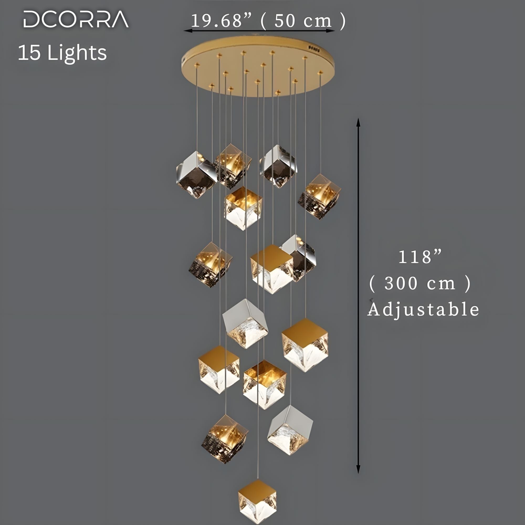 Glass Cube Cascade Chandelier