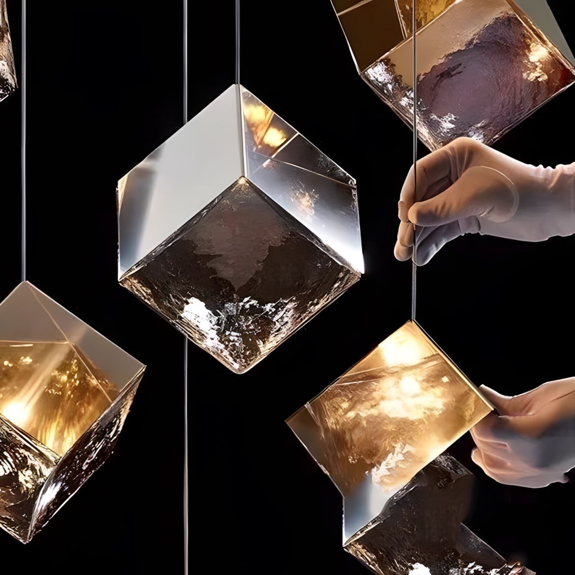 Glass Cube Cascade Chandelier