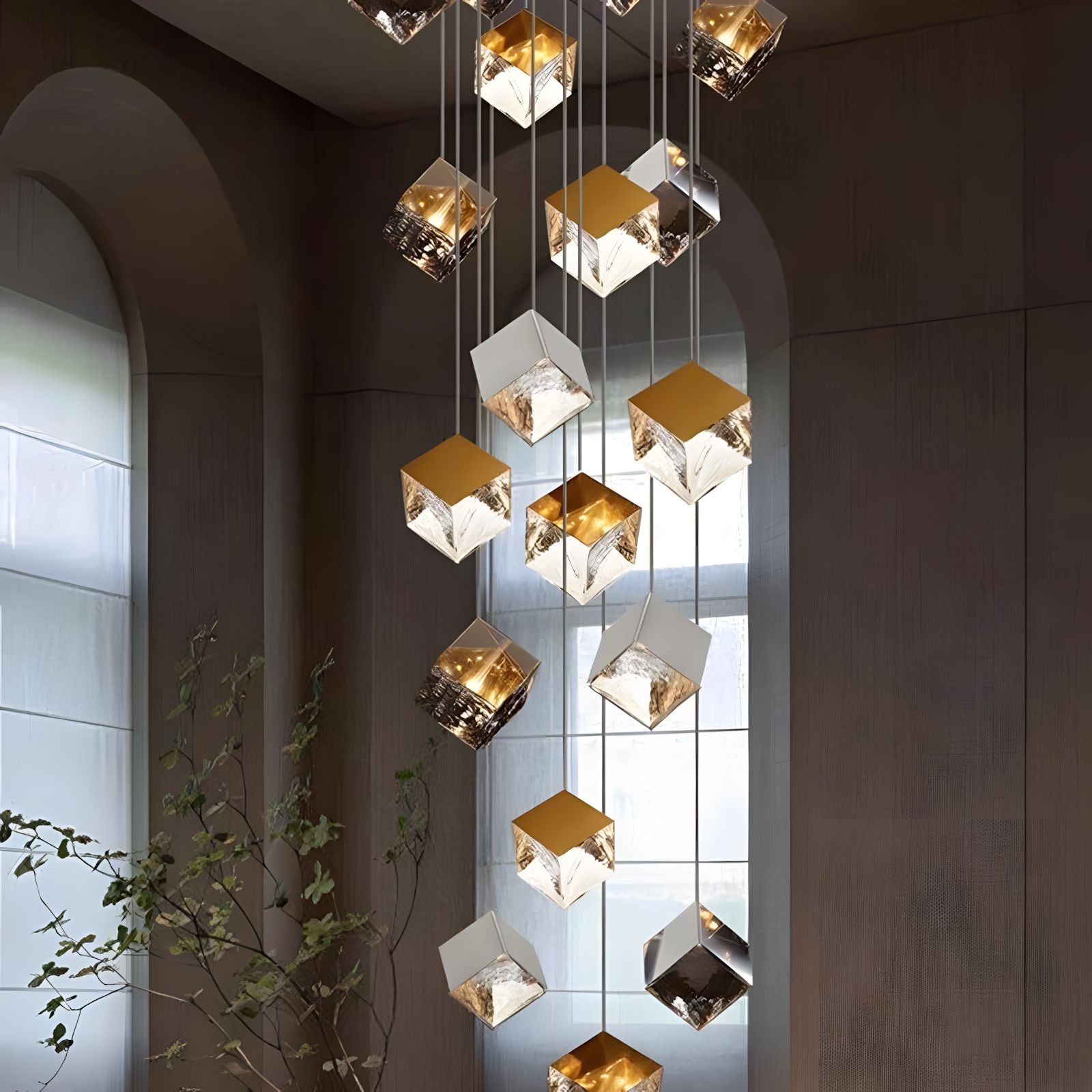 Glass Cube Cascade Chandelier
