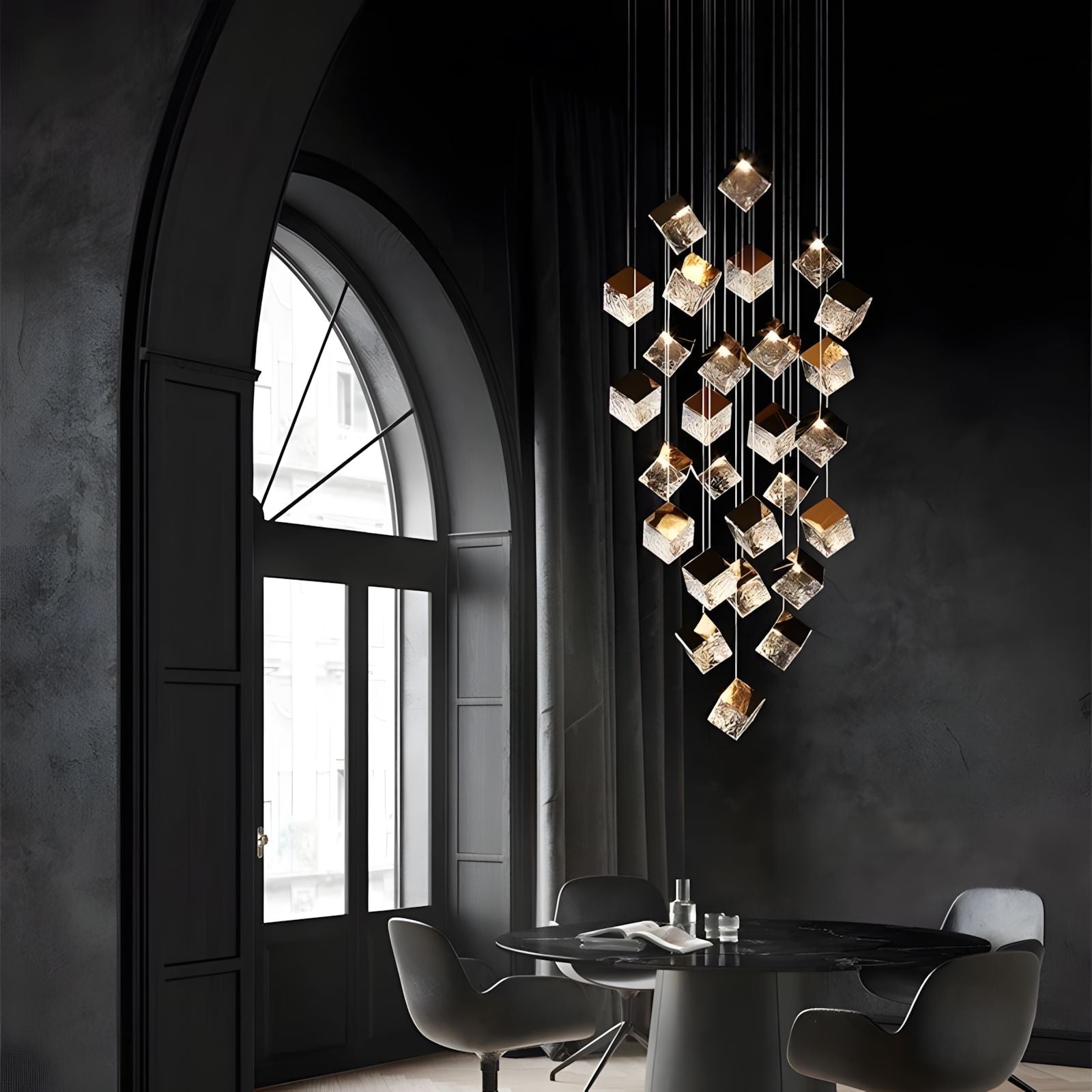 Glass Cube Cascade Chandelier