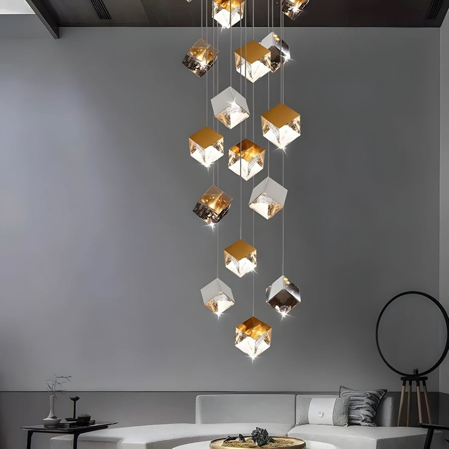 Glass Cube Cascade Chandelier