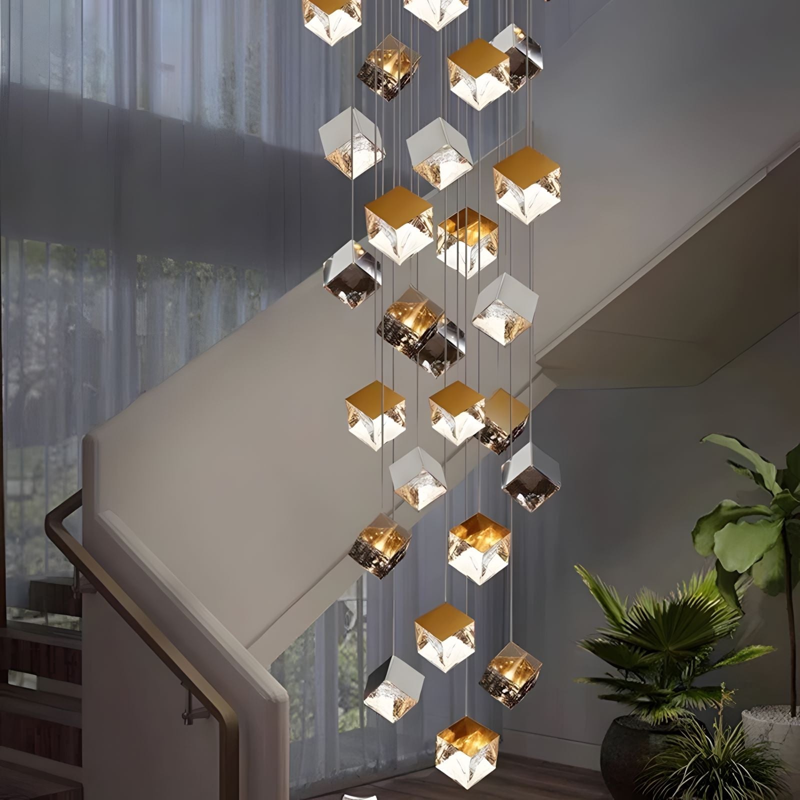Glass Cube Cascade Chandelier