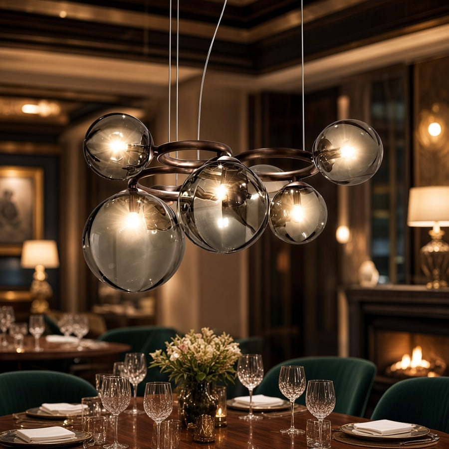 Glass Globe Cluster Hoop Chandelier