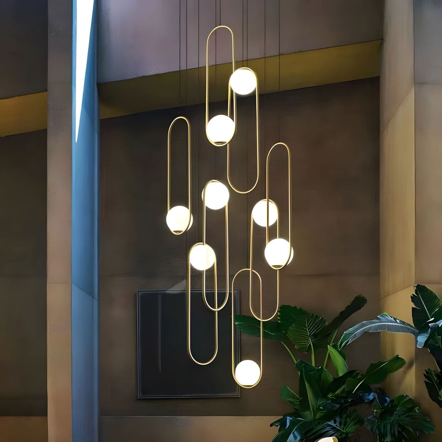 Glass Globe Loop Cascade Chandelier