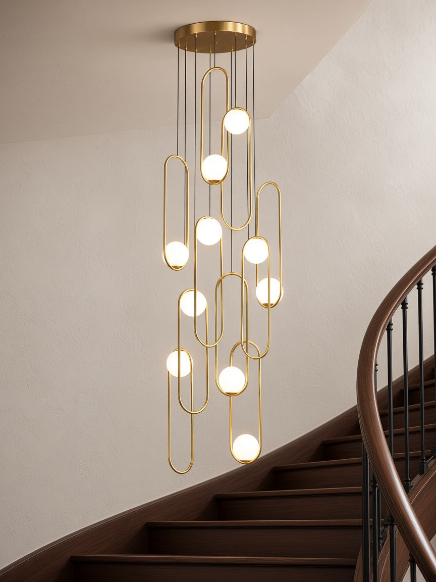 Glass Globe Loop Cascade Chandelier