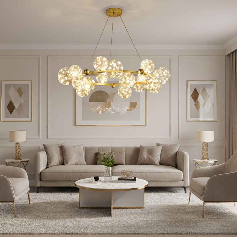 Glass Orb Ring LED Chandelier - view 4