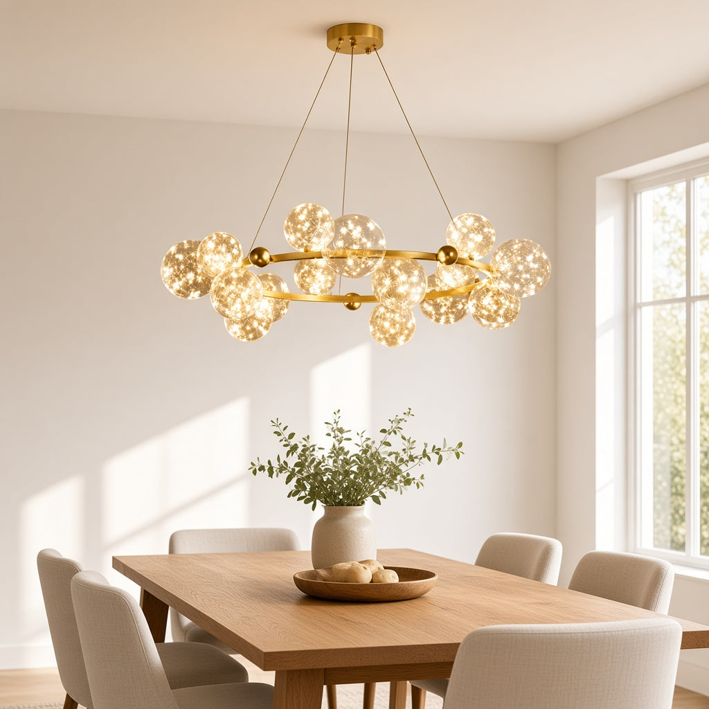 Glass Orb Ring LED Chandelier