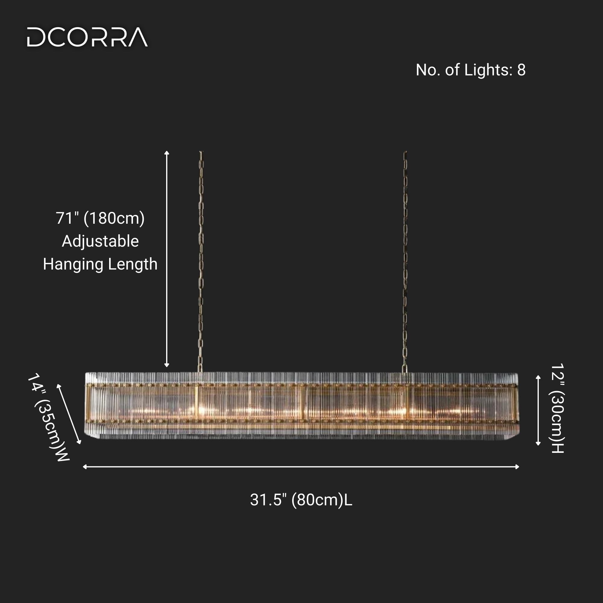 Glass Panel Linear Chandelier - Black or Gold - view 9
