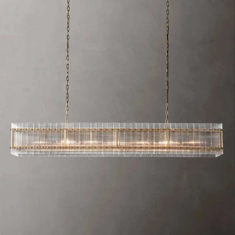 Glass Panel Linear Chandelier - Black or Gold - view 2