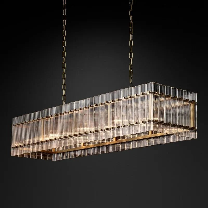 Glass Panel Linear Chandelier - Black or Gold - view 3