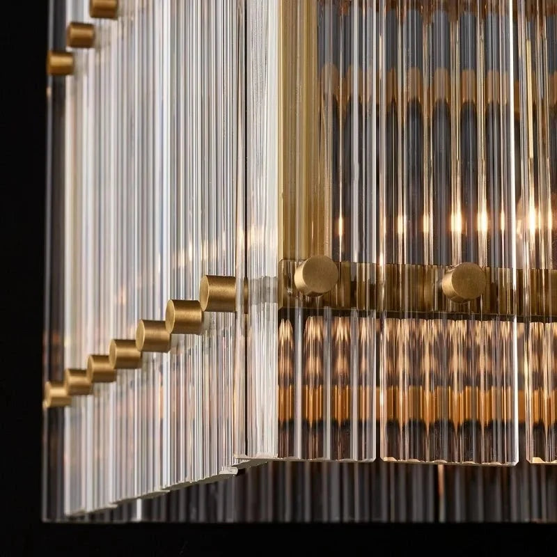 Glass Panel Linear Chandelier - Black or Gold - view 4