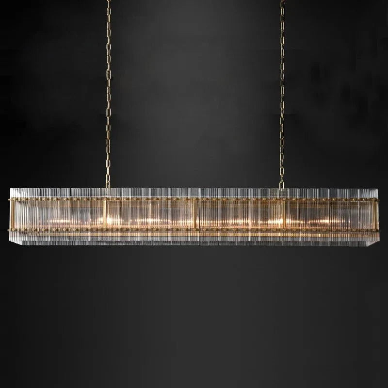 Glass Panel Linear Chandelier - Black or Gold - view 5