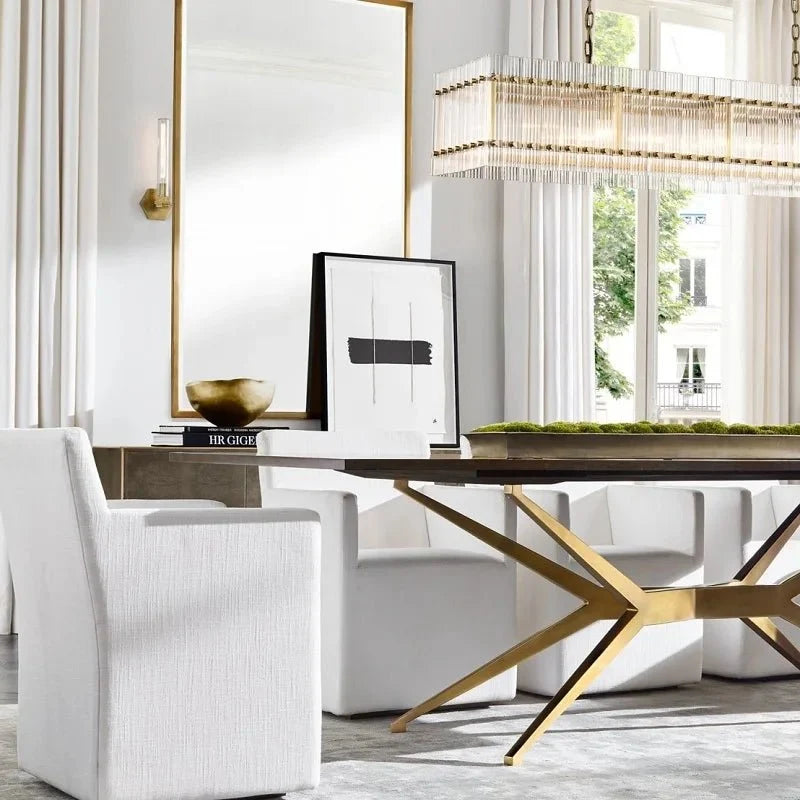 Glass Panel Linear Chandelier - Black or Gold - view 6