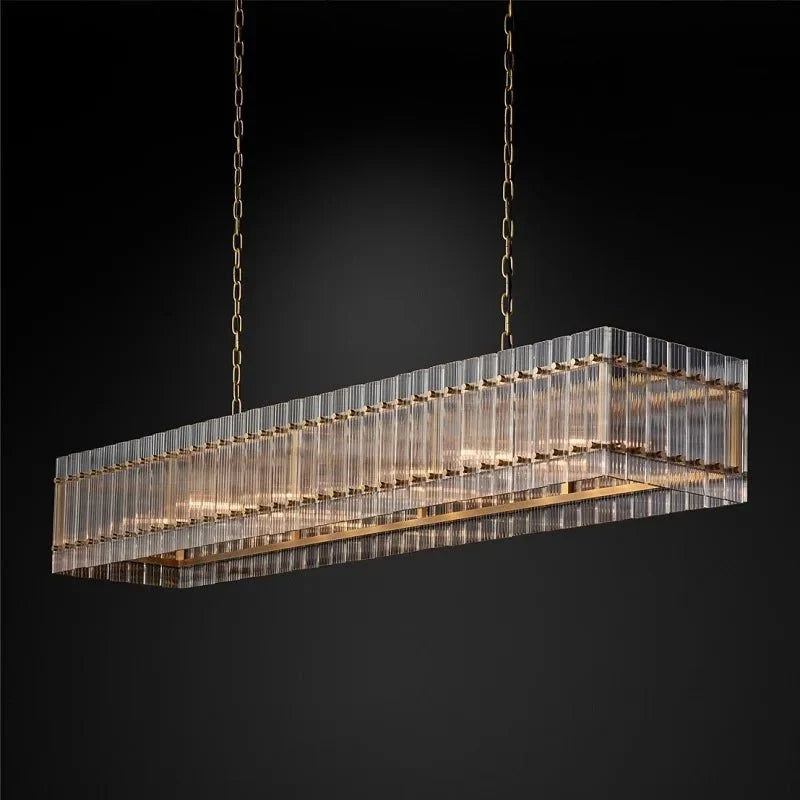 Glass Panel Linear Chandelier - Black or Gold - view 7