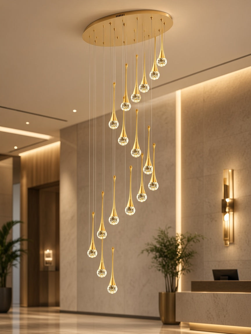 Glass Teardrop Pendant Cluster Chandelier