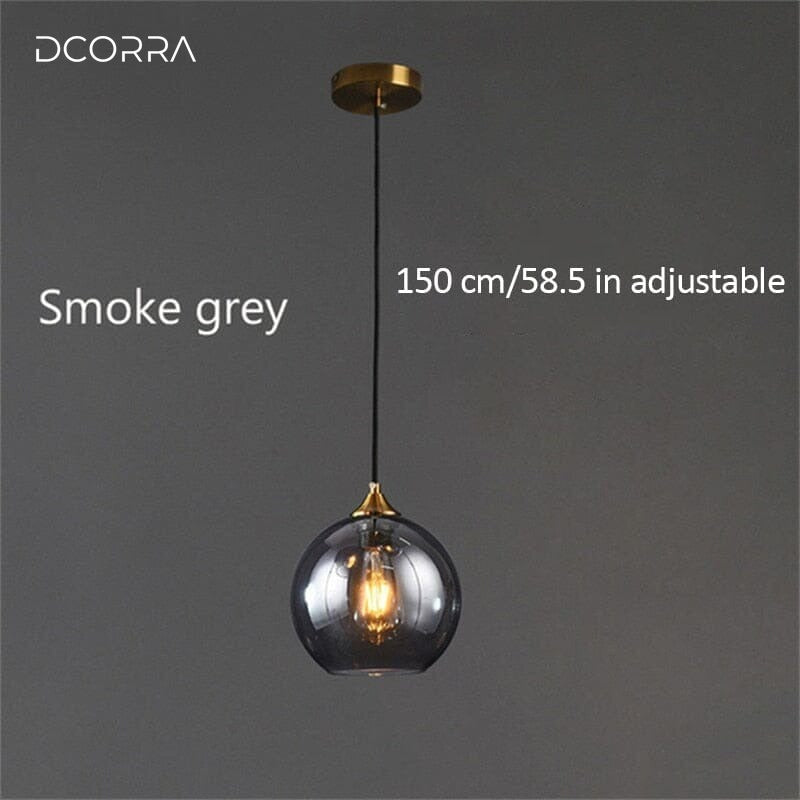 Globe Glass Pendant Light - Smoke grey