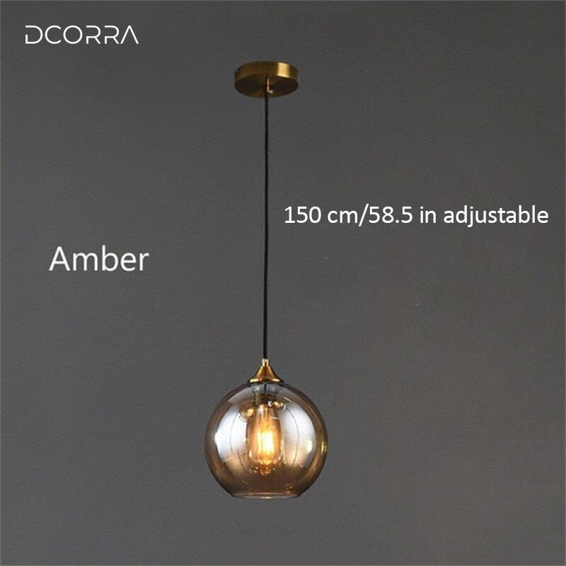 Globe Glass Pendant Light - Amber