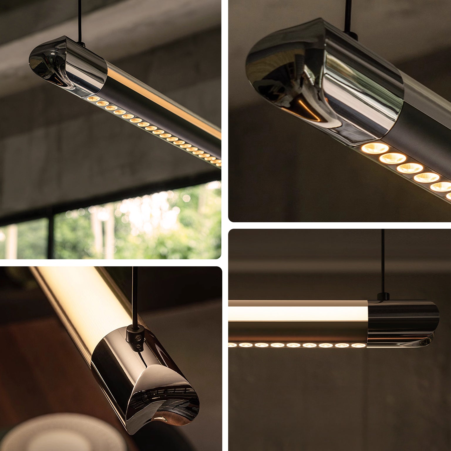 Glossy Black Linear LED Pendant Light with Remote - view 2