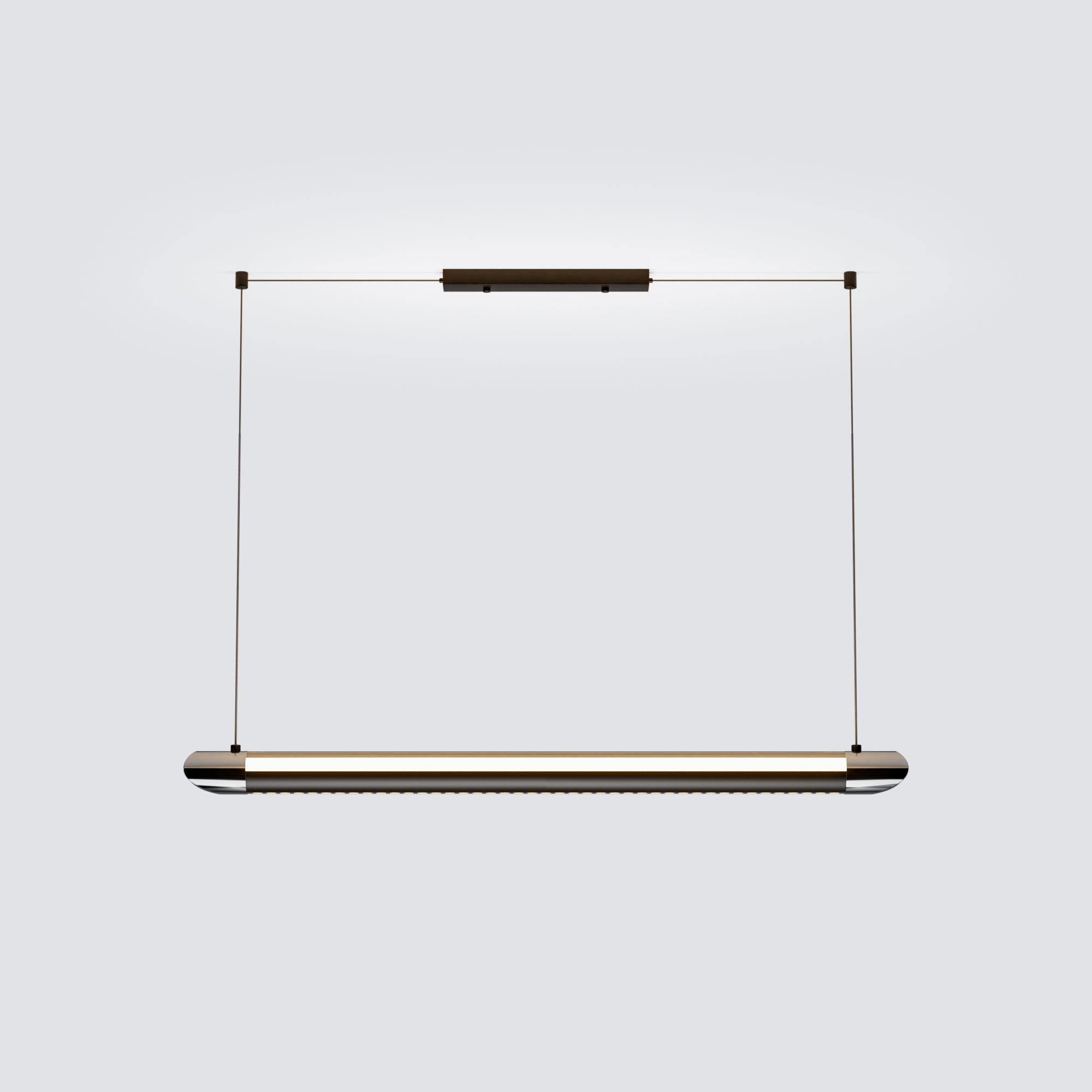 Glossy Black Linear LED Pendant Light with Remote - 35" / Glossy Black