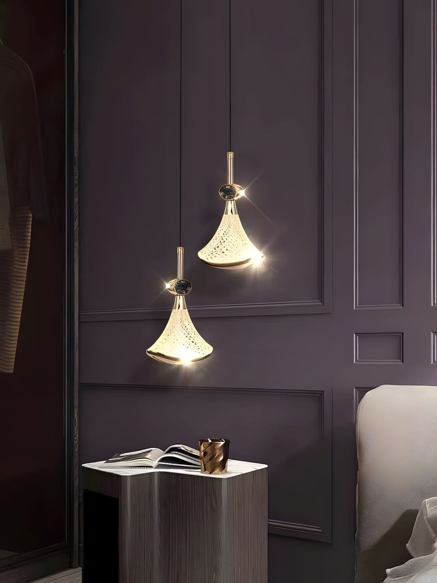 Gold Acrylic Shell Cascade Chandelier