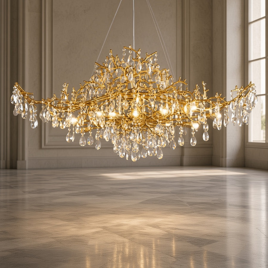 Gold Crystal Branch Linear Chandelier
