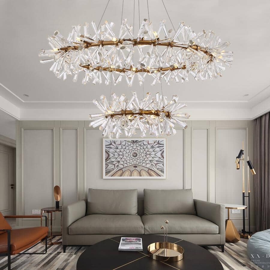 Gold Crystal Ring Chandelier - Single or Double Layer - view 10