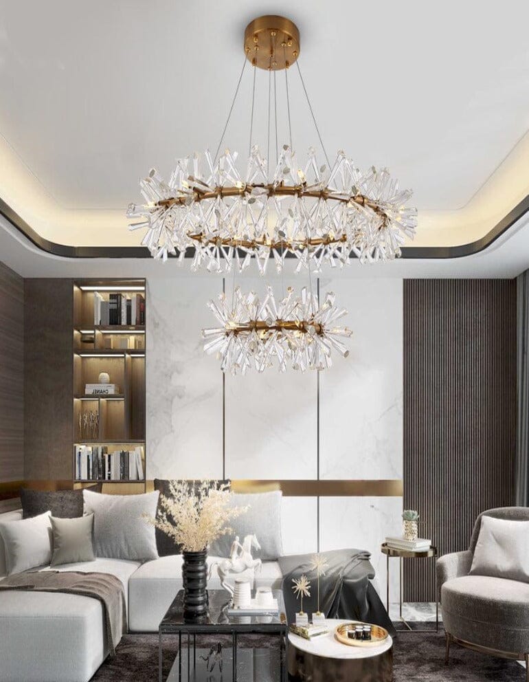 Gold Crystal Ring Chandelier - Single or Double Layer - view 11