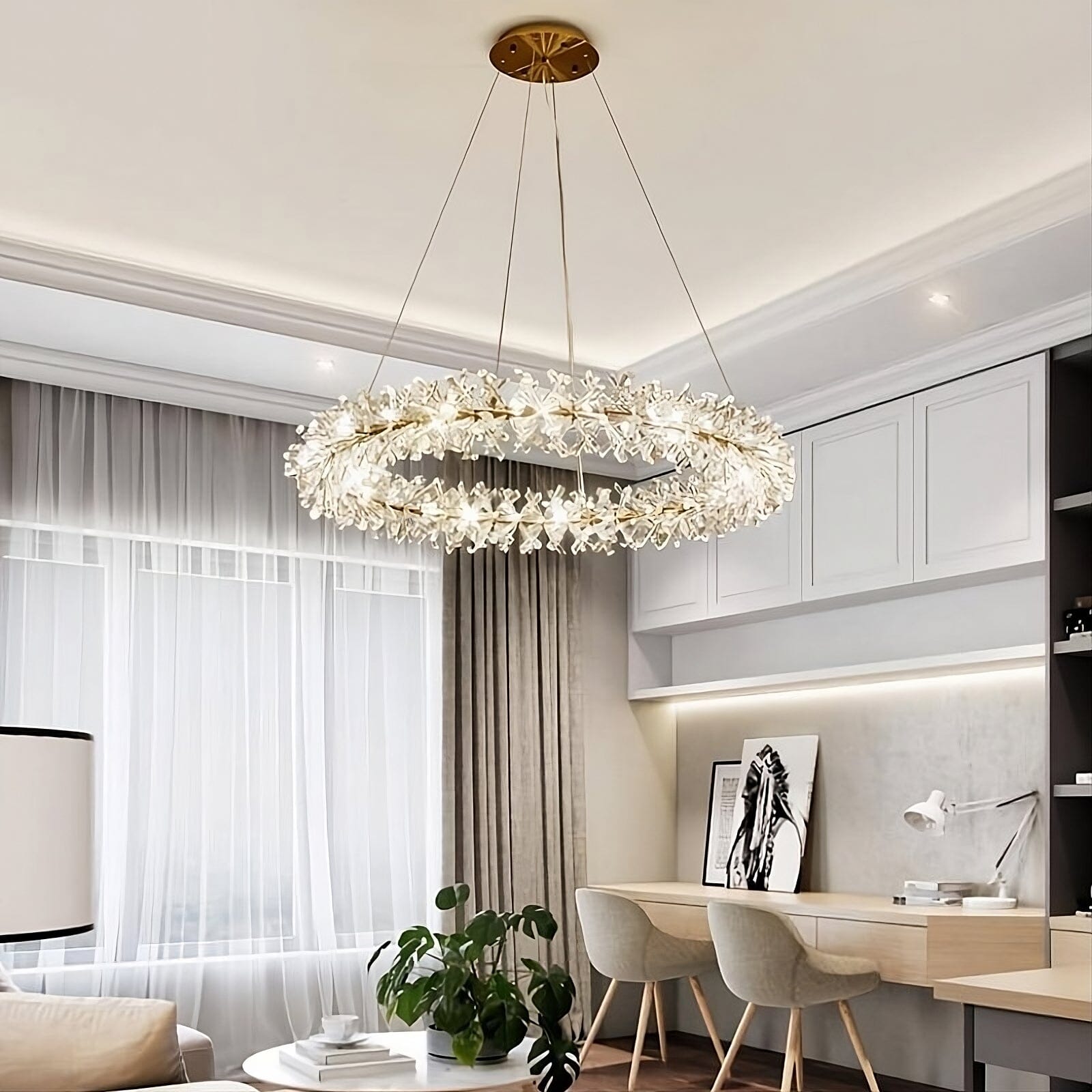 Gold Crystal Ring Chandelier - Single or Double Layer - view 2